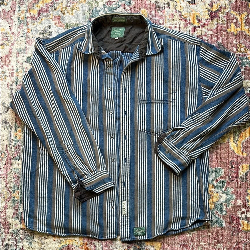 Vintage Baxter Brand Striped Flannel | XL | 100% Cotton Button Up